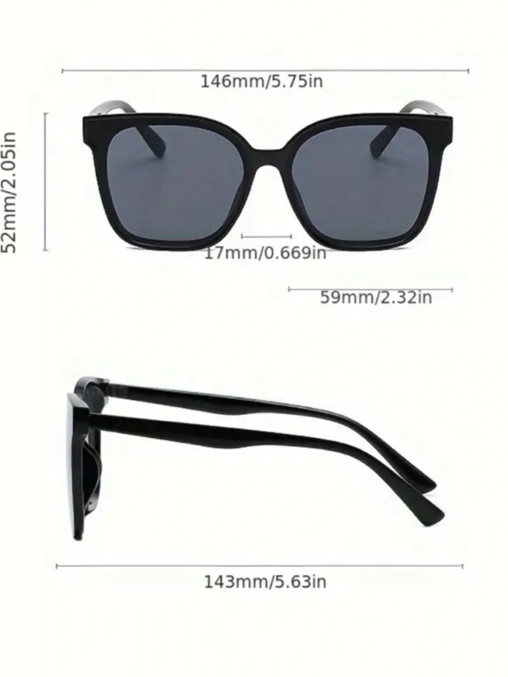 Classic Black Square Sunglasses Unisex Modern Wardrobe Staple